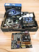 A group of computer components including an Envidia GeForce GTX 560 graphics accelerator,