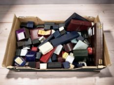 A box containing a large quantity of jewellery boxes, ring boxes, necklace boxes, etc.
