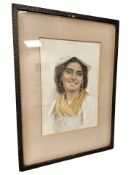 G de Luca (Italian School, late 19th century) Portrait of a lady with head scarf, watercolour,