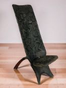 An African carved hardwood birthing chair, height 94 cm.