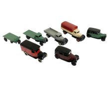 1940's & Later Dinky Toy Small Commercial Vehicles, 25e Tipping Wagon, 25b Covered Wagon,