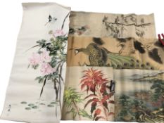 Chinese School : A collection of watercolour paintings on silk and parchment, all unframed.