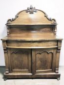 A Victorian mahogany chiffonier, 123 cm x 50 cm x 165 cm.