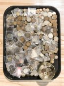 A large quantity of British pre-decimal, copper and nickel coins, some Victorian examples, etc.