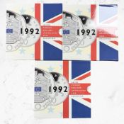 Three Royal Mint Brilliant Uncirculated Coin Collections 1992