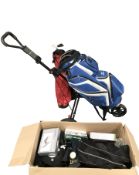 A Cruiser golf caddy with a Mizuno bag,