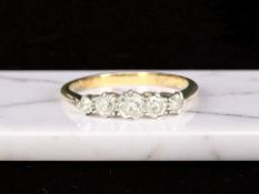 A five stone diamond ring in yellow gold, size M CONDITION REPORT: Unmarked. 2.