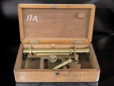 A brass surveyor's level signed 'John Horncastle, Blyth, Nottinghamshire', in case.