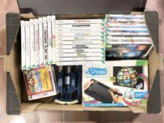 An Xbox 360 game tablet, assorted Nintendo Wii video games, etc.