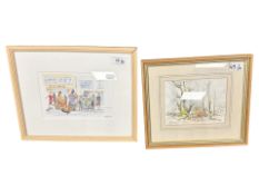 P G Connor : The Busker at Scarborough, watercolour, signed, 13 cm x 20 cm,