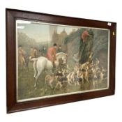 Twentieth Century English School : Hunting Scene with Hounds by a Tree, chromolithograph,