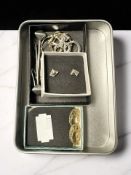 A group of costume earrings, silver horse head earrings, etc.