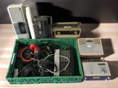 Assorted radios including Sony, headphones, Sony Discman and other electricals.