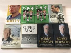 A group of signed autobiographies including Sir Bobby Robson, David Batty, Malcolm MacDonald, etc.