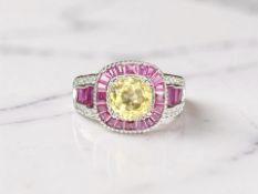 An Art Deco style cluster ring set with 2ct natural citrine,