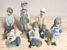 Six Nao figures of children, tallest 27 cm.