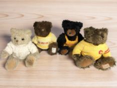 Four Giorgio collector's teddy bears, 1996, 1997, 1998 and 20th Anniversary.