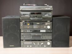 A Technics hi-fi system comprising turntable SL-DL5, stereo cassette deck RS-TR474,