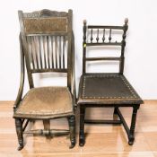 Two late Victorian beech chairs (a/f)