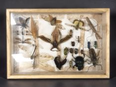 A glazed montage of beetles, dragonflies and other insects, 32 cm x 22 cm.