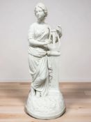 A Victorian Parian figure of Terpsichore, Greek muse of lyric poetry and dance, height 46 cm.