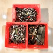 A large quantity of hand tools, spanners, hand drill, pliers, etc.