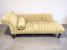 An early 20th century chaise longue, length 176 cm.