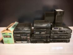A collection of various hi-fi separates and speakers including Sony, Sharp, Teac, JVC, Yamaha, etc.