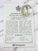 A Westminster Gibraltar Wedding Day Portrait silver proof £5 coin, 28.