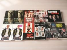 A group of signed autobiographies including Niall Quinn, Peter Reid, Dennis Tueart, etc.