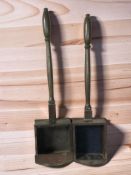 Two antique mahogany church collection boxes with turned handles, length 58 cm.