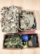 A large quantity of military DP camouflage clothing, harnesses, canvas belts,