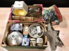 Assorted homewares including graduated hexagonal shelves, coat racks, candles, light shades, etc.