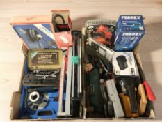Assorted hand and power tools, socket set, etc.
