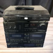 A Technics automatic turntable SL-J110R, stereo integrated amplifier,
