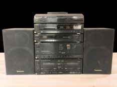 A Technics hi-fi system comprising turntable SL-J90, CD player SL-PJ22, stereo tuner ST-X880L,