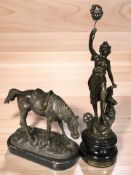 A French spelter figure representing industry, height 34 cm,