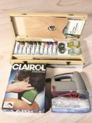An Rowney artist's paint set, a Sebastian Conran mixer and a massager in box.