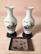 A pair of contemporary Chinese porcelain calligraphy vases, height 21 cm,
