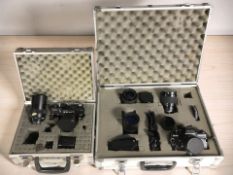 A Praktica BMS electronic camera outfit in aluminium case,