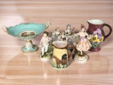 A Capodimonte porcelain figure of a lady carrying a basket of flowers,