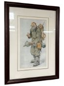 After Louis Raemaekers : Portrait of a First World War German soldier, colour print, 18 cm x 32 cm.