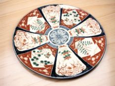A Japanese Meiji period Imari porcelain charger, diameter 46 cm.