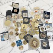 Approximately 52 British commemorative crown-sized or larger coins, mostly Royal interest,
