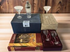 A collection of crystal drinking glasses including Bohemia, Villeroy & Boch,