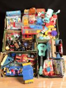Assorted modern toys including Paw Patrol, Micromachines, Superwings, Hot Wheels, etc.