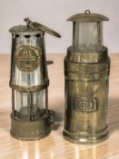 A brass and chrome Eccles Type 6RS miner's safety lamp, together with another lamp numbered 514.
