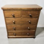 A Victorian mahogany five drawer chest, 103 cm x 50 cm x 111 cm.