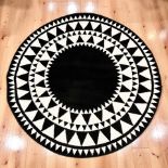Daytona Aztec Black circular rug, 133cm