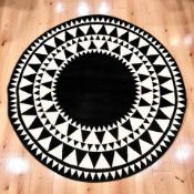Daytona Aztec Black circular rug, 133cm